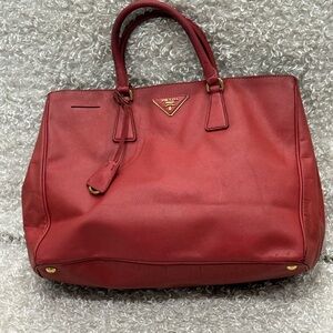 Prada Red Saffiano Lux Leather Large Tote Bag